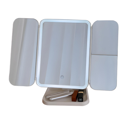 Espejo de maquillaje triple con luces led