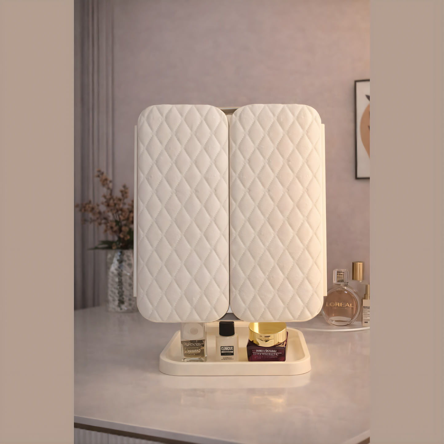 Espejo de maquillaje triple con luces led